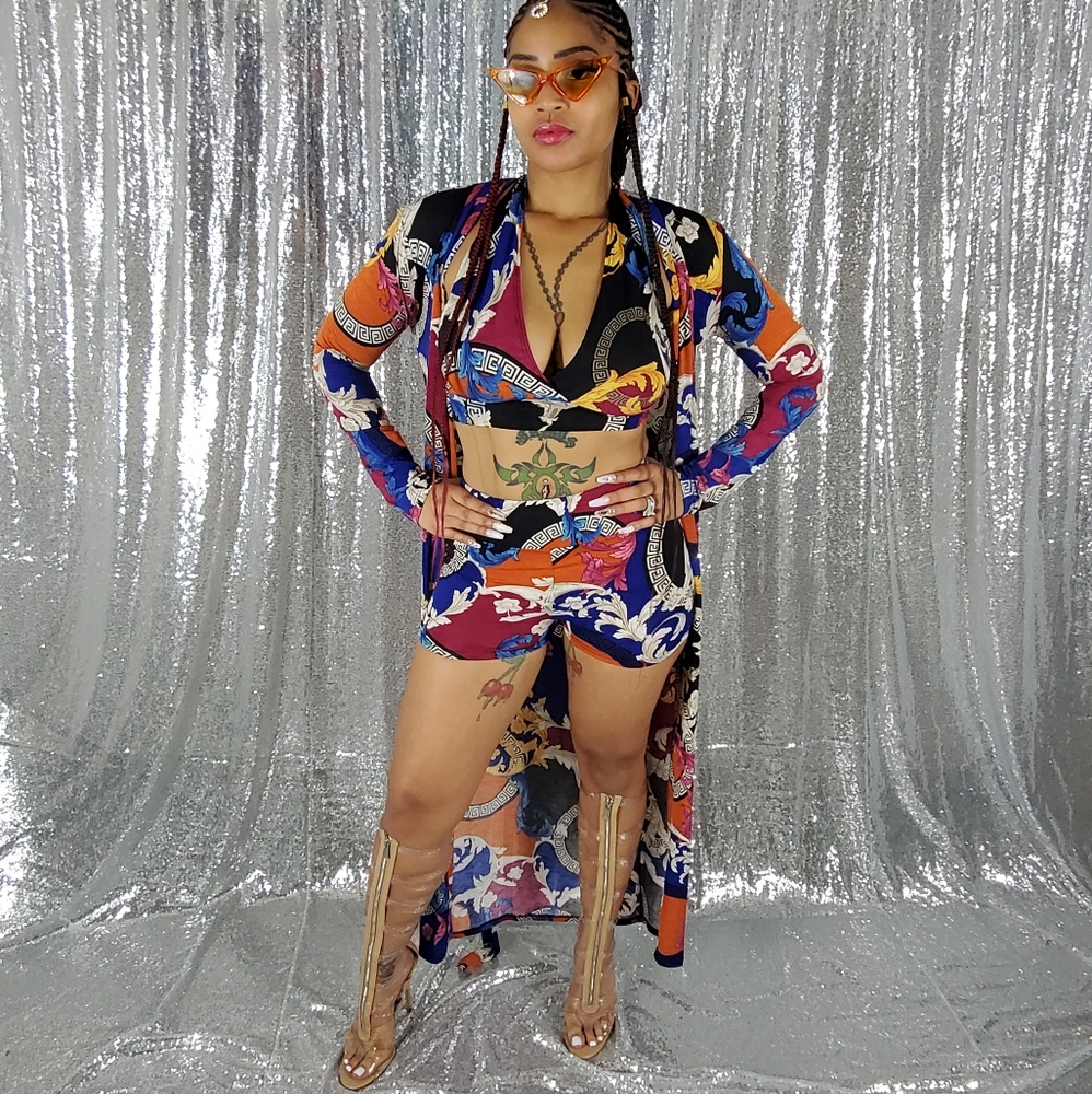 3 piece Cardigan Set w/mask